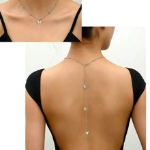 1pc New Fashion European American Style Butterfly Decor Back Chain, Minimalist Versatile Women's Y-Shape Necklace, Suitable For Banquet, Vacation, Party, Gift - Gold - View 1