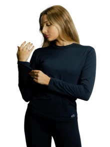 Women's Polyamide Thermal Shirt UV+50 Sun Protection Long Sleeve Second Skin Shirt Winter And Summer - màu đen - Xem 7