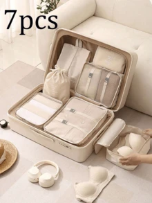 7/1 Set Portable Travel Organizer Bags - Easily Organize Your Clothes, Travel Organizer Pouch, Pocket, Beach Bag, Toiletry Bag, Travel Bag, Small Toiletry Bag, Handbag, Waterproof Bag, Travel Bag, Travel Suitcase, Women Handbag - View 1