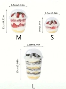 50 pièces/20 pièces/10 pièces/5 pièces Coupes à dessert en plastique transparent en forme de U avec couvercles (couvercles vendus séparément) - Bols résistants à la chaleur pour mousse, gâteaux et friandises en couches - Convient pour les mariages, les anniversaires, les pique-niques, Noël et réunions