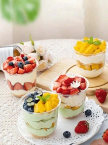 50 pièces/20 pièces/10 pièces/5 pièces Coupes à dessert en plastique transparent en forme de U avec couvercles (couvercles vendus séparément) - Bols résistants à la chaleur pour mousse, gâteaux et friandises en couches - Convient pour les mariages, les anniversaires, les pique-niques, Noël et réunions