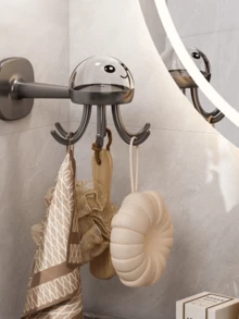 Cute Octopus Kitchen Rotatable Wall Mount Storage Hook, Adhesive Pothook Rack No Drilling Multiple Function - Grey - View 10