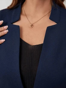 Conjuntos de Blazer Y Falda de Manga Larga de Talla Grande para Mujer, Conjuntos de Blazer Y Falda de Corte Ajustado, Elegantes Trajes de Negocios para Dama, Adecuados para Ocasiones de Negocios Y Ropa de Oficina - Azul Marino - Ver 5