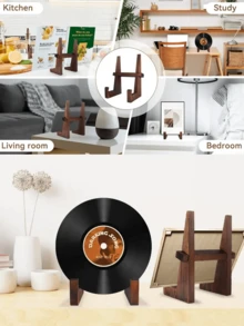 Atril de cocina rústico de madera - Organizador de mostrador de cocina estilo granja para libros de recetas y tabletas | Soporte multifuncional para iPad, teléfonos y libros (Madera sólida, decoración marrón) - Multicolor - Ver 2