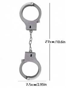 Popular Silver Plated Plastic Handcuffs, Police Toy Handcuffs For Catching Thieves, Interactive Props For Restraining Parties And Gatherings - Multicolor - View 4