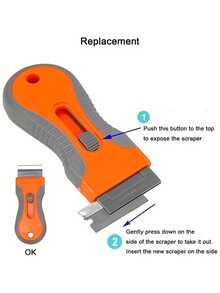 2-In-1 Plastic/Metal Blade Scraper, Plastic Scraper Tool With Metal And Plastic Blades, Suitable For Cleaning Cars, Windows, Glass, Wood, Kitchen Utensils, Scratch-Free - Multicolor - View 9