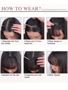 合成假发、女士刘海、短发夹、自然黑发刘海接发 - 彩色 - 查看 8