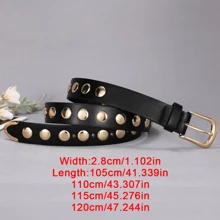 Cinturón versátil de mujer con tachuelas, estilo punk, cinturón de cintura de estilo callejero de piel de PU con lunares, adecuado para primavera, verano, otoño e invierno, escuela, otoño, Halloween