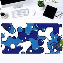 1pc Blue Mouse Pad Aesthetics Waves Desk Mat 35.4x15.7 Inch Office Desk Accessories Rubber Base With Stitched Edge Non-Slip Mousepad For Office Decor Home Decor As Gifts For Women, Girlfriends, Friends Birthdays School Supplies, Back To School