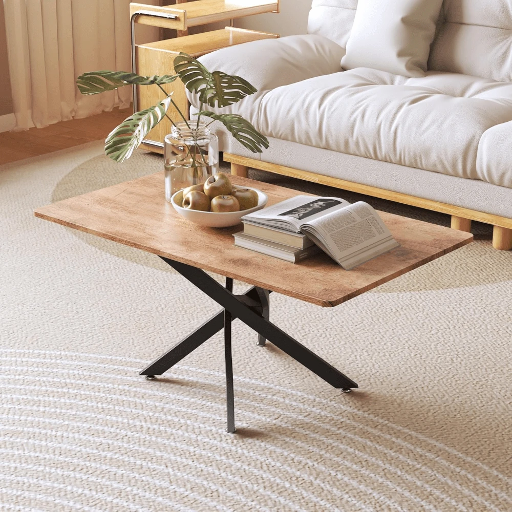 2025-NEWGlass Coffee Table With Chroming Legs, Modern Simple End Side Table, Rectangle Tea Table For Office Home Living Room Bedroom - Brown - View 1