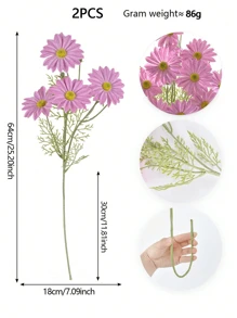 1PC/2PCS/6PCS 25.20Inch Artificial Flower Plants Chrysanthemum Arrangement Wedding Bouquet Decoration Home Kitchen Garden Party Table Flower Center Decoration DIY,Fall Decor,Autumn