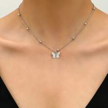 1pc New Fashion European American Style Butterfly Decor Back Chain, Minimalist Versatile Women's Y-Shape Necklace, Suitable For Banquet, Vacation, Party, Gift - Gold - View 2