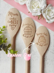 Custom Engraved Wooden Spoon With Name – Perfect Back To School Baking Gift For Kids, Family & Teachers – Fun Parent-Child Cooking, Grandma's Kitchen, DIY Baking Projects, Birthday Gift, Holiday Present, Family Time Essentials - Multicolor - View 2