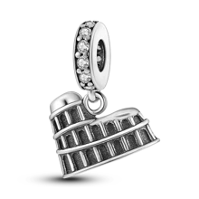 A Landmark Building Charm, The Eiffel Tower Charm, The Italian Pizza Leaning Tower Pendant, The Colosseum Building Silver Color Charm, Suitable For Diy Women'S Bracelet Jewelry Making Pendant, Suitable For Men And Women Jewelry Gifts