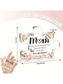Best Gift For Grandma, Mom, Aunt And Sister - Puzzle-Shaped Acrylic Decor, Elegant Pink Flower And Butterfly Design, Conveys Love, Simple Home Decor, Thoughtful Gift For Desk Or Bookshelf, Perfect For Birthday, Thanksgiving, Mother's Day - Pink - View 6