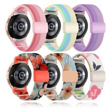 1 paquete Banda elástica de nailon con estampado de flores y hebilla magnética compatible con Galaxy Watch 7 6 5 4 FE de 40 mm y 44 mm / Galaxy Watch 5 Pro / Galaxy Watch 6 4 Classic de 47 mm, 43 mm, 42 mm y 46 mm, banda de nailon con estampado degradado de liberación rápida, regalo para amigos y familia