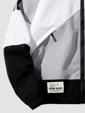 男式休闲拼色拉链立领运动夹克