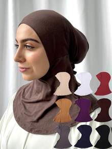 1pc Women Abaya Accessories Solid Color Instant Cover Head, Prayer Casual Pleated Headscarf, Practical Headscarf, Instant Long Khimar Hijab Turban, Suitable For Daily Use All Year Round Headband Veiled Clothes - Header Model - View 2