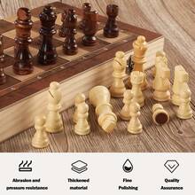 NetHong 3-In-1 Chess Wooden Set Fold Chessboard/Backgammon/Draughts Wood Board Game HEA - Brown - View 8