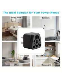 2 US Travel Plug Adapter, EU, Australia, UK, New Zealand, China, USA (Type B), Grounded 3-Prong US Wall Plug, EU To US Travel Adapter And Converter, Power Socket Charger Black