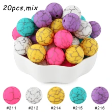10 pezzi/20 pezzi, assortimento di perline, perline in silicone da 15 mm, perline in silicone stampate, perline decorative, adatte per braccialetti fai-da-te, penne con perline, ciondoli per portachiavi, ecc.
