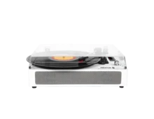 PRIXTON Studio Deluxe 復古黑膠唱片機帶藍牙，黑膠唱片機和轉換器，藍牙，USB，SD 卡，收音機，2 個內置揚聲器，防塵罩，白色 ✅ 24/48 小時內發貨 - 白色 - 查看 3