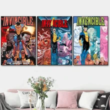 1 pièce Affiches d'art mural sans cadre, Pop Art Deco Invincible Comic War Canvas Poster, Impression d'art mural sans cadre pour la maison, le bureau, le salon, la salle de classe - Œuvre d'art d'intérieur, décoration saisonnière, idée de cadeau facultative
