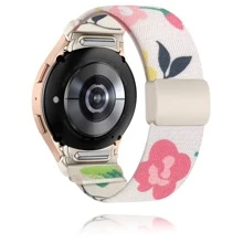 1 paquete Banda elástica de nailon con estampado de flores y hebilla magnética compatible con Galaxy Watch 7 6 5 4 FE de 40 mm y 44 mm / Galaxy Watch 5 Pro / Galaxy Watch 6 4 Classic de 47 mm, 43 mm, 42 mm y 46 mm, banda de nailon con estampado degradado de liberación rápida, regalo para amigos y familia
