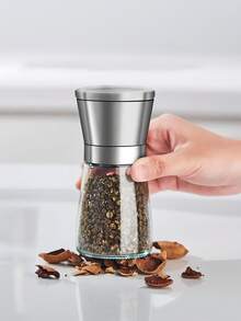 1pc Glass Pepper Mill & Spice Grinder - Adjustable Coarseness, Rust-Proof Bottle With Stainless Steel Lid - Kitchen, Camping, Gifts - Multicolor - View 10