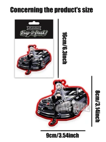 JDM STYLE,Cool Anime Girl Wtih Car Design, Car Air Fresheners - Hanging Rearview Mirror Scented Tablets, Cool Automotive Decor, Paper-Based Vehicle Air Freshener Combo Set With Assorted Designs, Gift For Friends - Multicolor - View 7