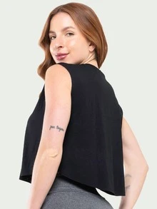 Women's Fitness Gym Cropped Tank Top Kit 2 - 黑與白 - 查看 5