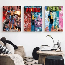 1 pièce Affiches d'art mural sans cadre, Pop Art Deco Invincible Comic War Canvas Poster, Impression d'art mural sans cadre pour la maison, le bureau, le salon, la salle de classe - Œuvre d'art d'intérieur, décoration saisonnière, idée de cadeau facultative
