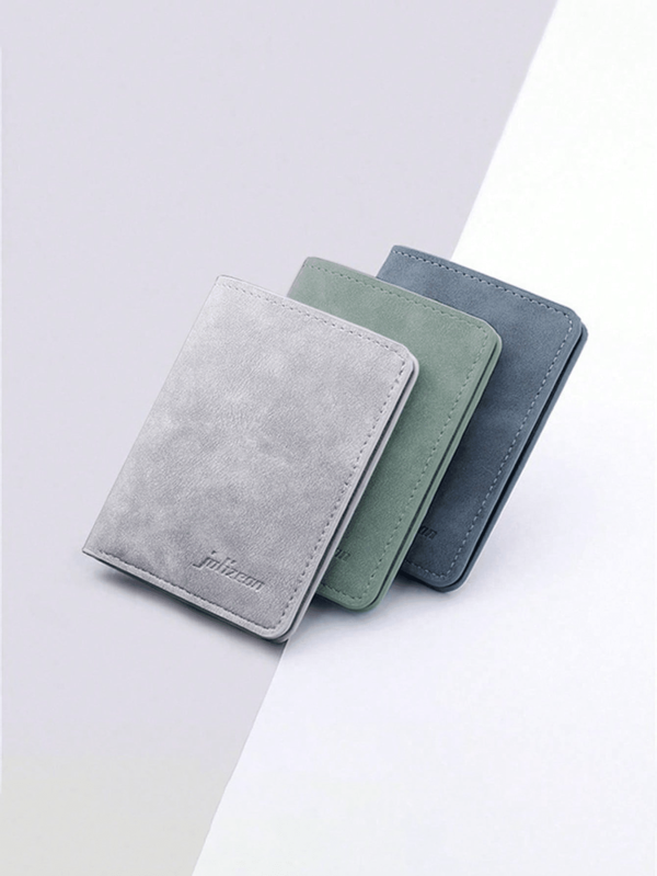 1 pieza Billetera delgada con tarjetero de PU, diseño compacto, estilo minimalista, monedero de bolsillo frontal, regalo perfecto para hombres para dinero, tarjetas de crédito, licencia de conducir