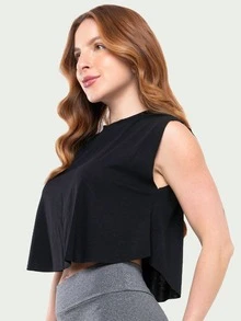 Women's Fitness Gym Cropped Tank Top Kit 2 - 黑色 - 查看 4