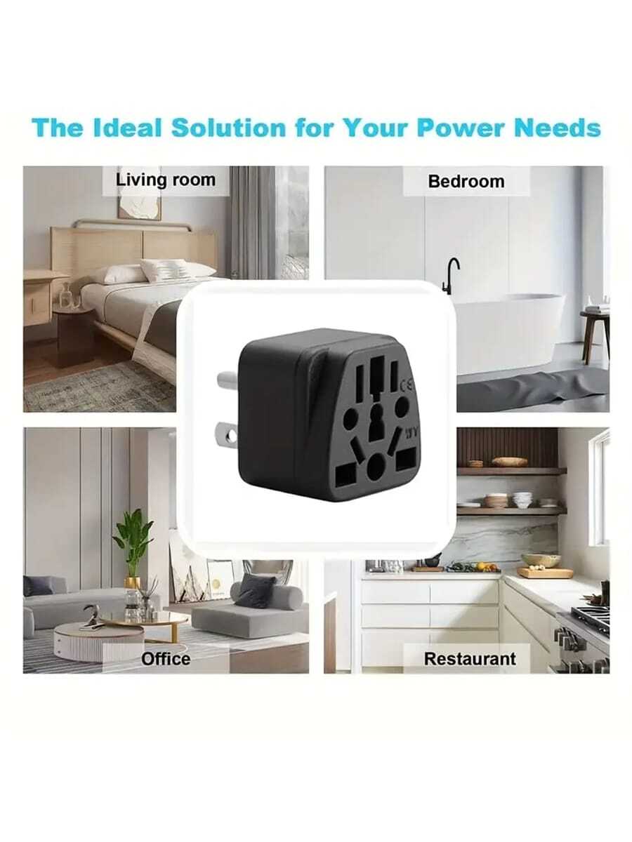 2 US Travel Plug Adapter, EU, Australia, UK, New Zealand, China, USA (Type B), Grounded 3-Prong US Wall Plug, EU To US Travel Adapter And Converter, Power Socket Charger Black