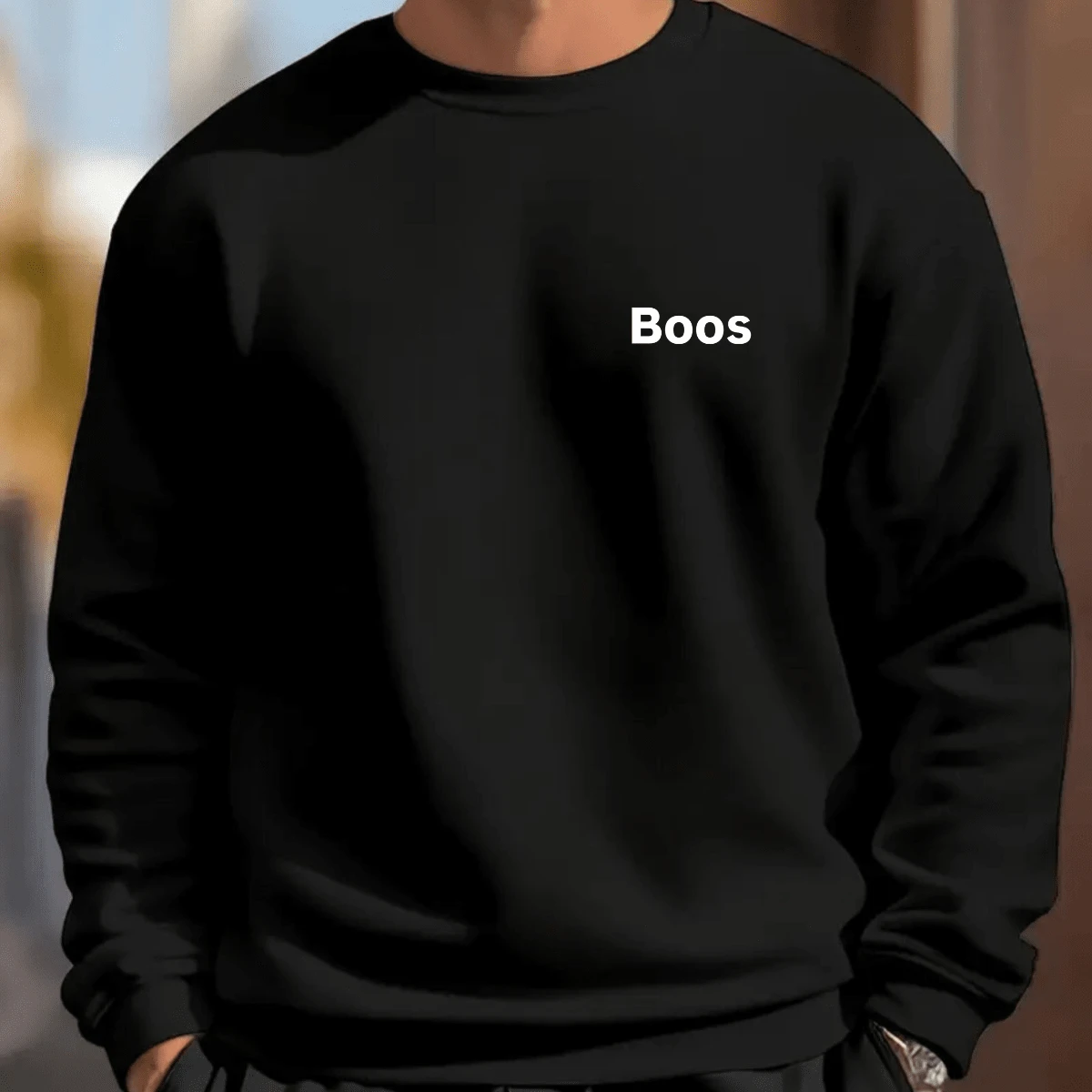 Round Neck Sweatshirt Crew Neck Sweatshirt Cold Weather Top Warm Cotton Sweater Tracksuit