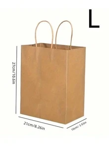 1/5/10/15 件天然牛皮纸袋带手柄，非常适合圣诞节、感恩节、万圣节、生日派对，大容量袋子适合礼品、杂货、零售购物、商务、糖果和工艺品 - 棕色 - 查看 6