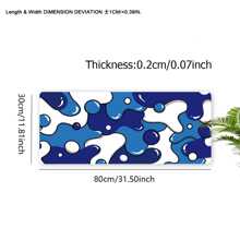 1pc Blue Mouse Pad Aesthetics Waves Desk Mat 35.4x15.7 Inch Office Desk Accessories Rubber Base With Stitched Edge Non-Slip Mousepad For Office Decor Home Decor As Gifts For Women, Girlfriends, Friends Birthdays School Supplies, Back To School