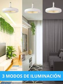 Ventilador Lámpara LED 30 Watts Alta Potencia e Iluminación Abanico con Socket con una Rotación de 360 Grados Multifuncional con 3 Tipos de Iluminación Luz Blanca Fría, Luz Neutra y Luz Cálida Control Remoto Aromaterapia Frescura Ideal para el Hogar