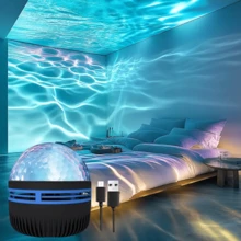 Lampe à projection d'ondes 7 en 1, veilleuse LED avec 7 effets d'éclairage et télécommande, convient pour 11 fêtes, chambre à coucher, salle de jeux, anniversaire, Noël