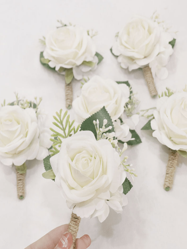 6 Stücke romantisches Rosen Blumen Knopflochstrauß Set, geeignet für Hochzeit, Party, Zeremonie, Blumen Accessoires