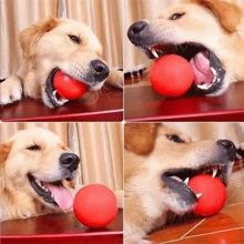 1pc 1.77/2.36/2.76 Inch Indestructible Solid Red Rubber Bouncy Ball Dog Chew Toy, Durable Fetch Training Ball For Large Dogs
