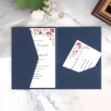 10 piezas Tarjetas de invitación perlada, tarjeta de felicitación con tercer doblez, sobres para RSVP, invitaciones de boda, tarjetas de papel dorado, para decoraciones y suministros de fiesta de boda, 15º cumpleaños, bautizo, despedida de soltera (rosa, dorado, burdeos, beige, blanco, azul marino)