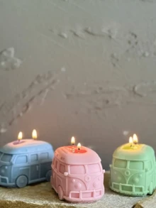 1 件巴士硅胶模具迷你三维巴士车香薰石膏蜡烛硅胶模具 - 独特的汽车模型，适合工匠、香薰蜡烛、铸造、母亲节礼物、儿童节礼物。 - 白色 - 查看 4