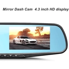4.3 Inch Mirror Dash Cam, 1080P HD Dual Lens Dash Cam Backup Camera Parking Smart Rearview Mirror Camera (Without Memory Card) - Black - View 7
