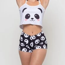 Autumn And Winter Baby Doll Suede Blogueirinha Ondinha Virgínia Cropped Shorts For Women - 銀色 - 查看 3