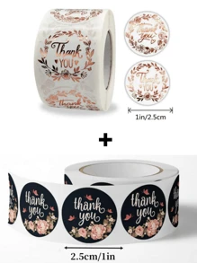 Rollo de 500 pegatinas con flores y texto 'Gracias' - Ideal para regalos de Acción de Gracias y decoración de tarjetas