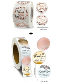 Rollo de 500 pegatinas con flores y texto 'Gracias' - Ideal para regalos de Acción de Gracias y decoración de tarjetas