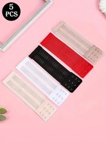 5pcs Multi-Color Plus 7.87 Inch Stretchy Bra Extender 3-Row Hook Lingerie Extension Strap - Multicolor - View 7