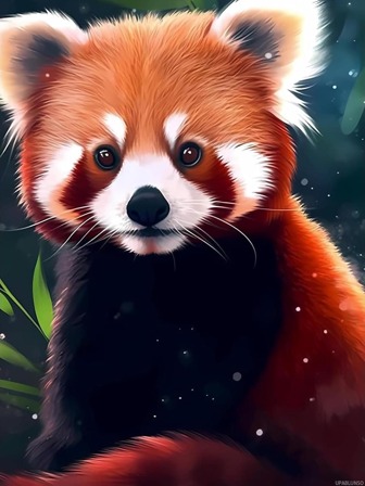 SEA MOSS CAT 5D DIY Diamond Painting Kit For Adults - Beautiful Red Panda, Full Round Diamond Painting On Canvas, Numeric Diamond Art Painting Set, Home Wall Decor 11.8x15.7inch